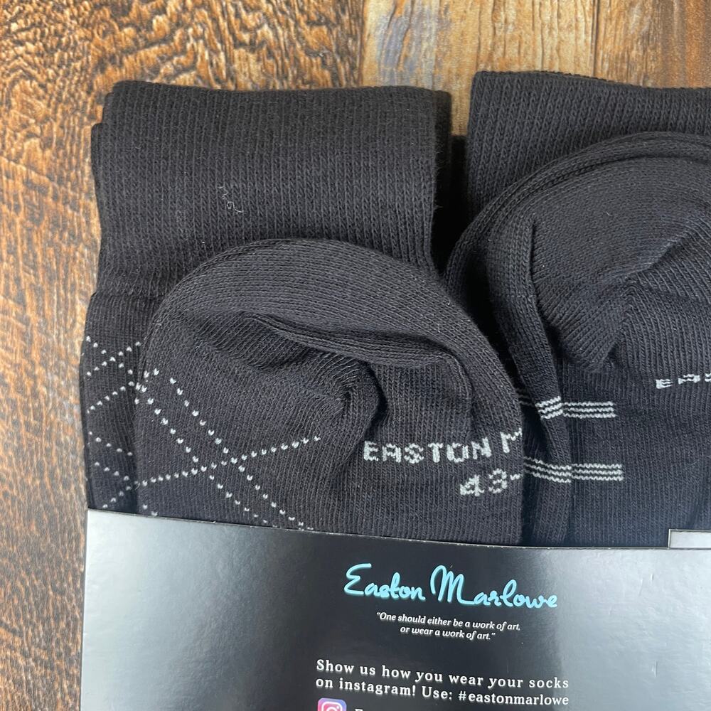 EASTON MARLOWE Men's Shoe Size 10-13 Black White Cotton Polyamide Elastane 6PK - Picture 7 of 11